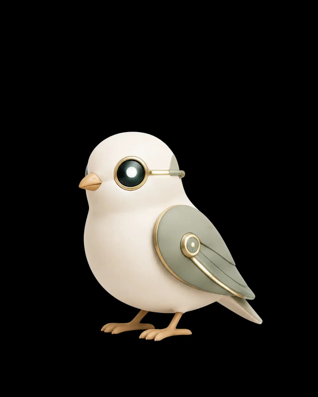 Light, a small cream bird with a sage-green wing